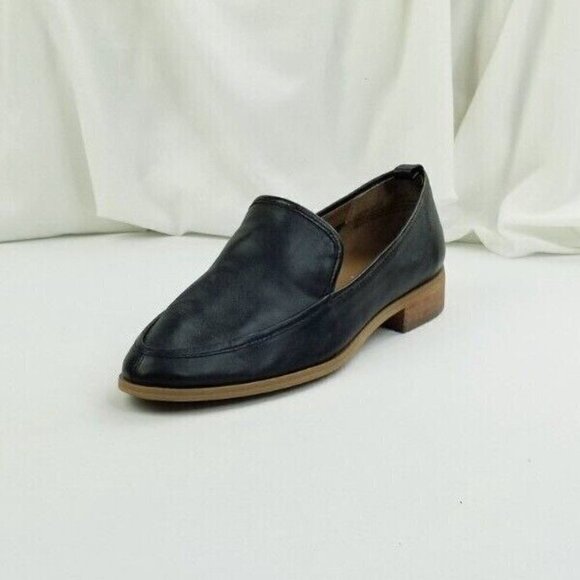 Susina Size 7 Womens Black Leather Slip on Pointed Toe Block Heel Casual Loafers - Picture 7 of 12